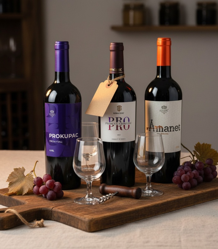 Serbische Rotwein Probierbox Rakija & Vino