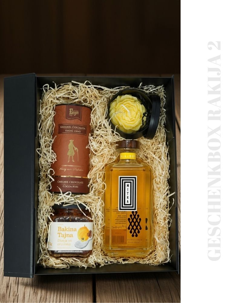 geschenkbox rakija 2 mitra quitte rakija vino 2