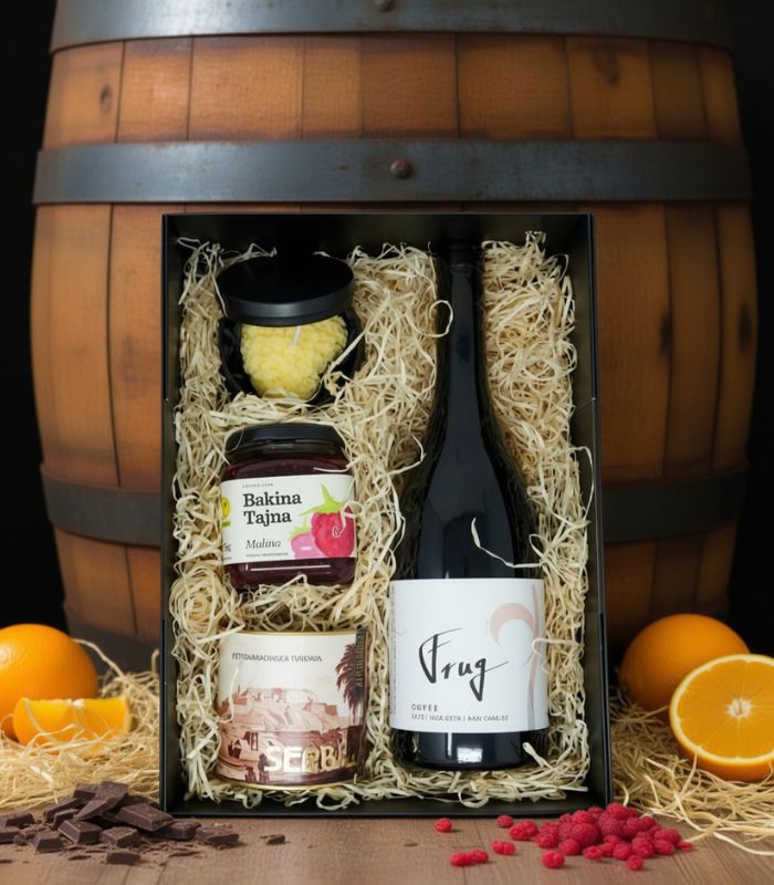 geschenkbox rotwein 2 serbische spezialitaeten rakija vino